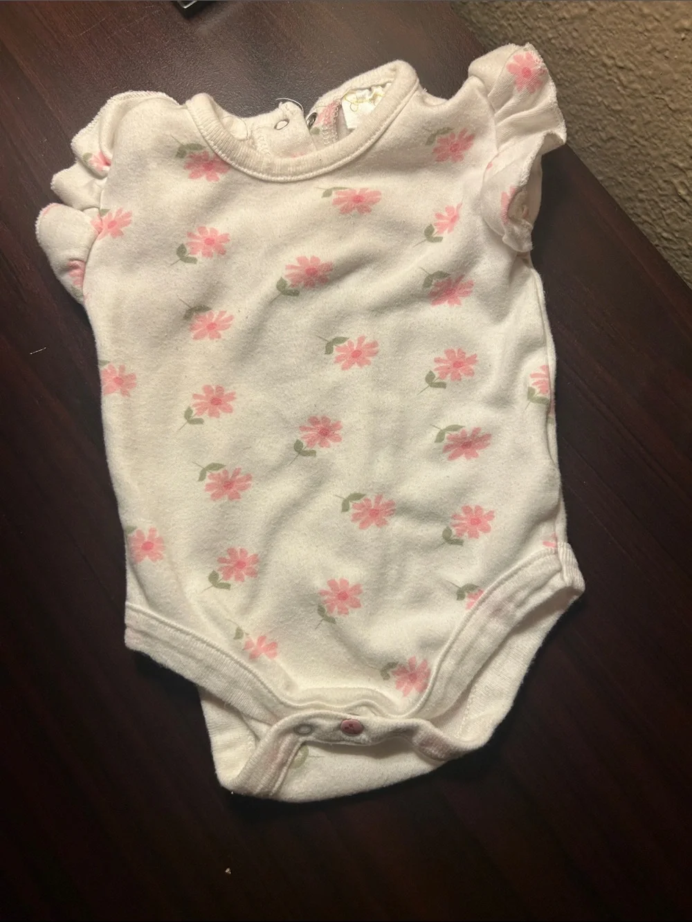 Jessica Simpson White Baby One-Piece with Pink Floral Print